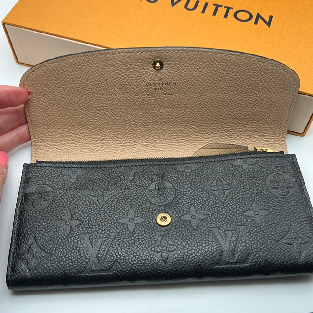 Louis Vuitton 2016 MONOGRAM EMPREINTE Leather Emilie Black Wallet Box & Dust bag - Picture 15 of 17